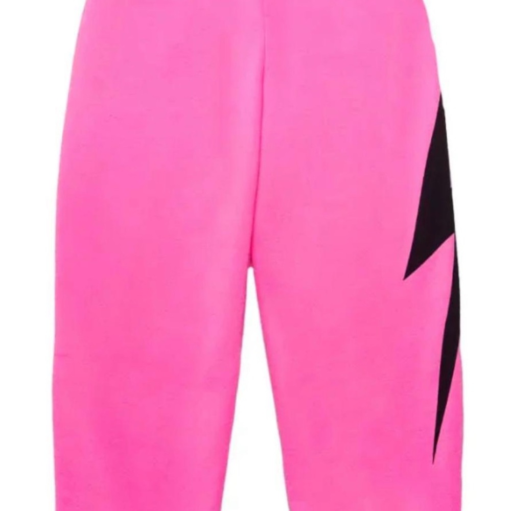 Pink Joggers with Black Lightning Bolt